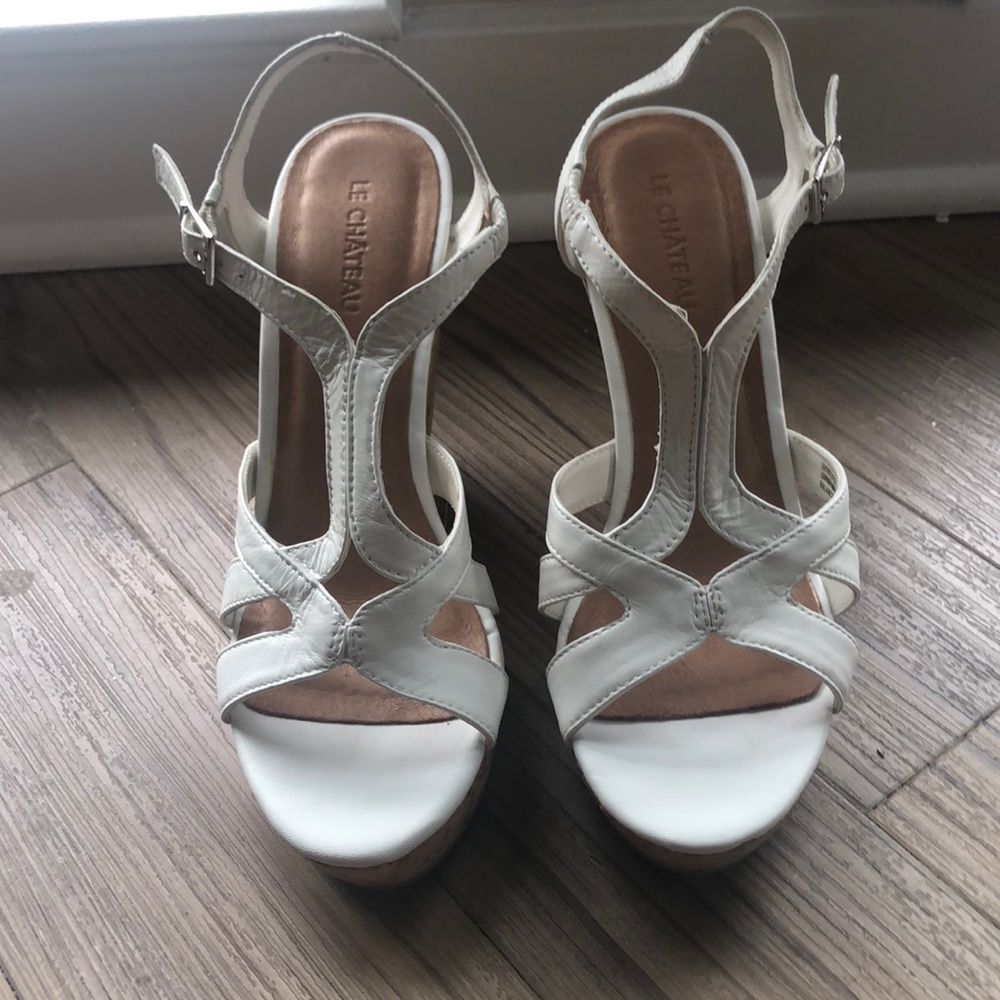 White sandal wedges